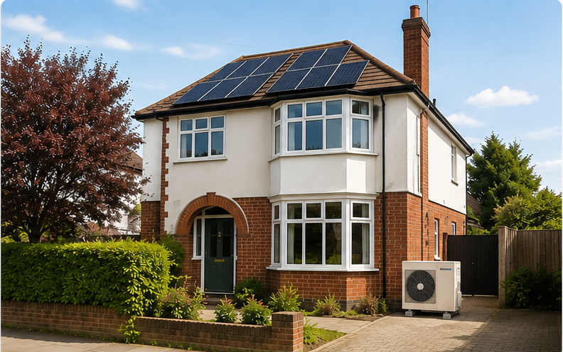 Upgraded house with solar panels